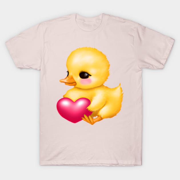 Cute Yellow Valentine Duckling T-Shirt by CBV